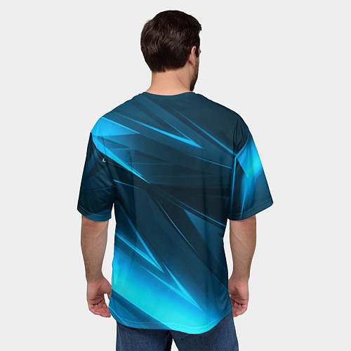 Мужская футболка оверсайз Geometry stripes neon color / 3D-принт – фото 4
