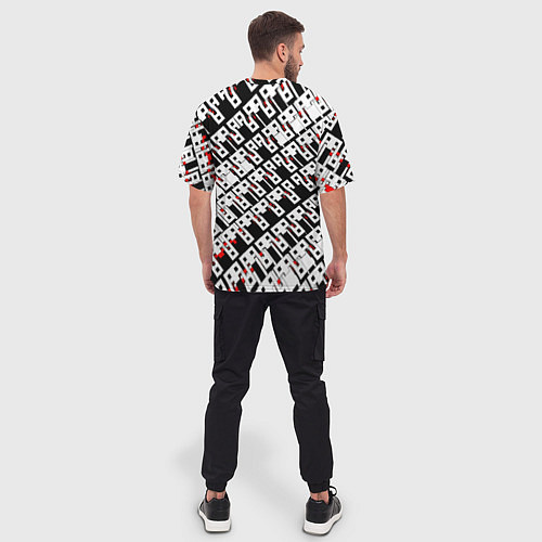 Мужская футболка оверсайз Абстрактный узор на чёрном фоне / 3D-принт – фото 4