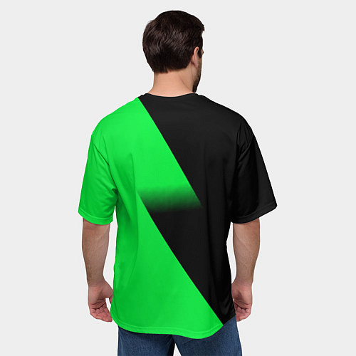 Мужская футболка оверсайз Skoda green line geometry / 3D-принт – фото 4