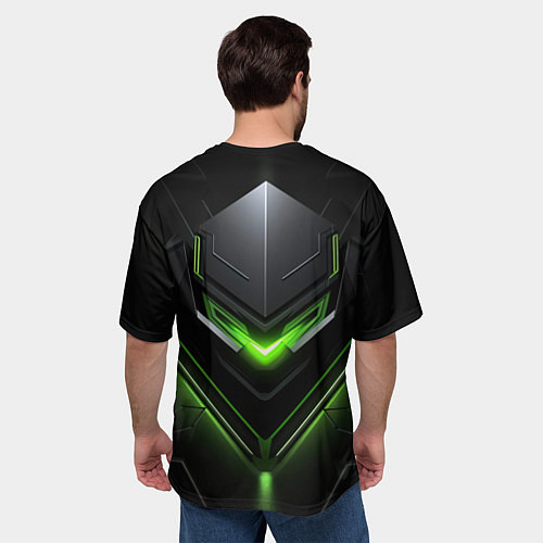 Мужская футболка оверсайз Green and black abstract style / 3D-принт – фото 4