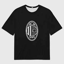 Футболка оверсайз мужская Milan fc белое лого, цвет: 3D-принт