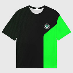 Футболка оверсайз мужская Skoda pattern sport green, цвет: 3D-принт
