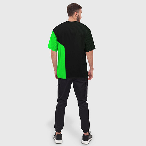 Мужская футболка оверсайз Skoda pattern sport green / 3D-принт – фото 4