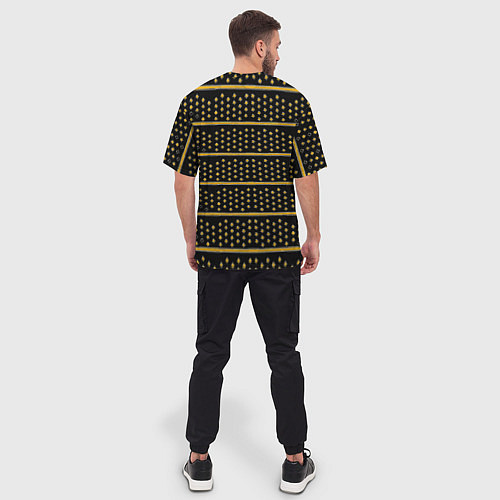 Мужская футболка оверсайз Жёлтые круги и полосы / 3D-принт – фото 4