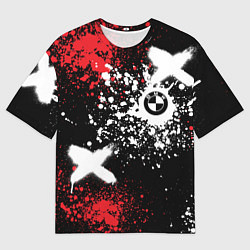 Мужская футболка оверсайз BMW на фоне граффити и брызг красок