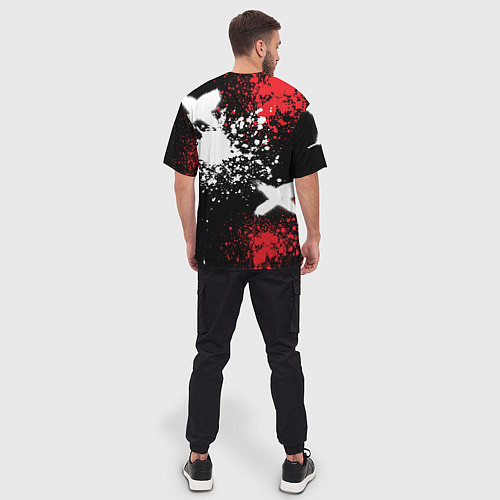 Мужская футболка оверсайз Мерседес на фоне граффити и брызг красок / 3D-принт – фото 4