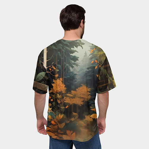 Мужская футболка оверсайз Лисёнок на лесной прогулке / 3D-принт – фото 4