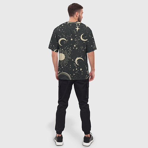 Мужская футболка оверсайз Звёздная карта с лунами и солнцем / 3D-принт – фото 4