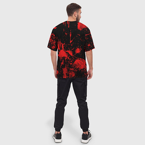 Мужская футболка оверсайз Брызги крови паттерн / 3D-принт – фото 4