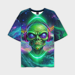 Мужская футболка оверсайз Space DJ alien