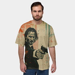 Футболка оверсайз мужская Джон Уик с пистолетом, цвет: 3D-принт — фото 2