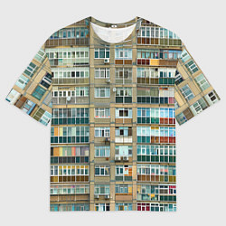Футболка оверсайз мужская Панельный дом, цвет: 3D-принт