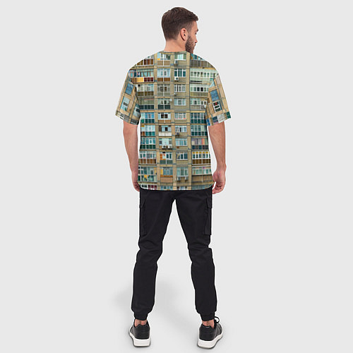 Мужская футболка оверсайз Панельный дом / 3D-принт – фото 4