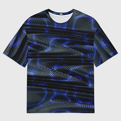 Футболка оверсайз мужская Темно синие карбоновые волны, цвет: 3D-принт