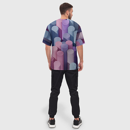 Мужская футболка оверсайз Цветные цилиндры / 3D-принт – фото 4