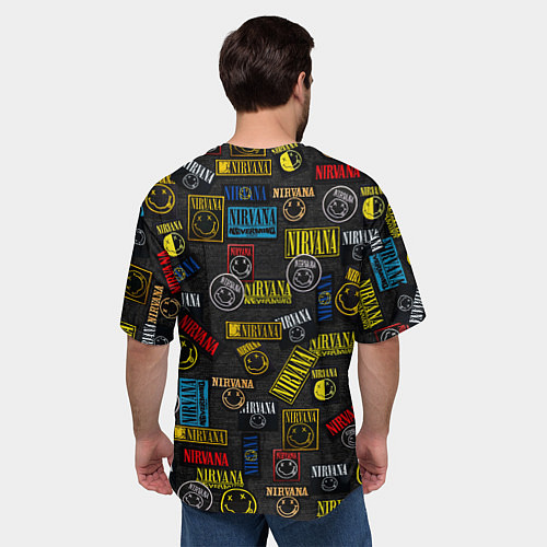 Мужская футболка оверсайз Нирвана нашивки / 3D-принт – фото 4