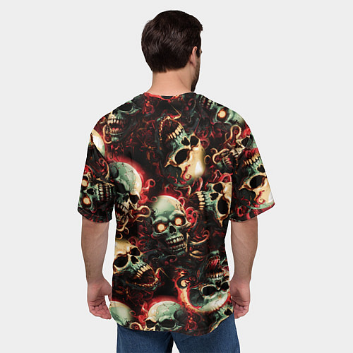 Мужская футболка оверсайз System of a Down на фоне черепов / 3D-принт – фото 4