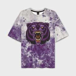 Мужская футболка оверсайз Фиолетовый медведь голова