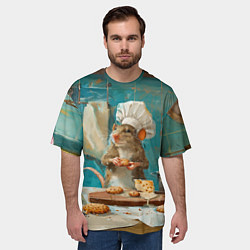 Футболка оверсайз мужская Крыса шеф повар на кухне, цвет: 3D-принт — фото 2