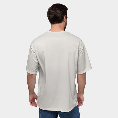 Мужская футболка оверсайз Белая мордашка смайла и дырка в треснувшей стене / 3D-принт – фото 4