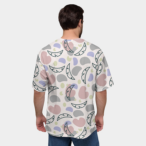 Мужская футболка оверсайз Пятна и листья / 3D-принт – фото 4