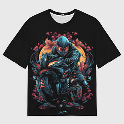 Футболка оверсайз мужская Мотоцикл в стиле киберпанк, цвет: 3D-принт