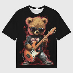 Футболка оверсайз мужская Плюшевый медведь музыкант с гитарой, цвет: 3D-принт