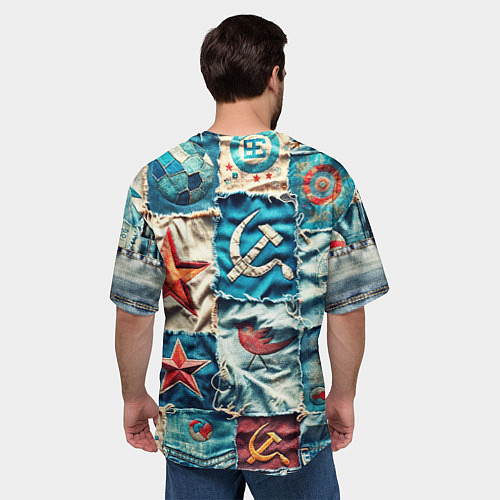 Мужская футболка оверсайз Пэчворк джинсы из СССР / 3D-принт – фото 4