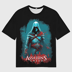 Мужская футболка оверсайз Assassins creed синий дым
