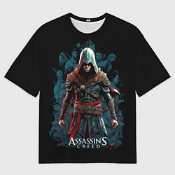 Мужская футболка оверсайз Assassins creed черный фон