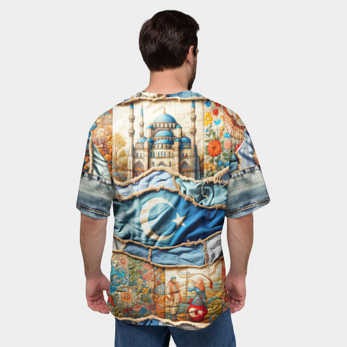 Мужская футболка оверсайз Джинсы в Турции - пэчворк / 3D-принт – фото 4
