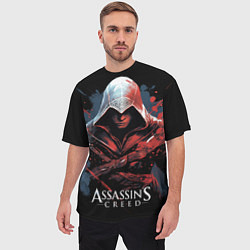 Футболка оверсайз мужская Assassins creed красная краска, цвет: 3D-принт — фото 2