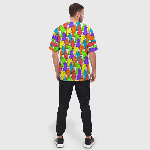 Мужская футболка оверсайз Весёлые цветные презервативы / 3D-принт – фото 4
