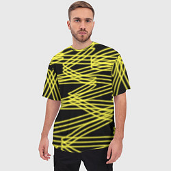 Футболка оверсайз мужская Желтые светящиеся линии, цвет: 3D-принт — фото 2