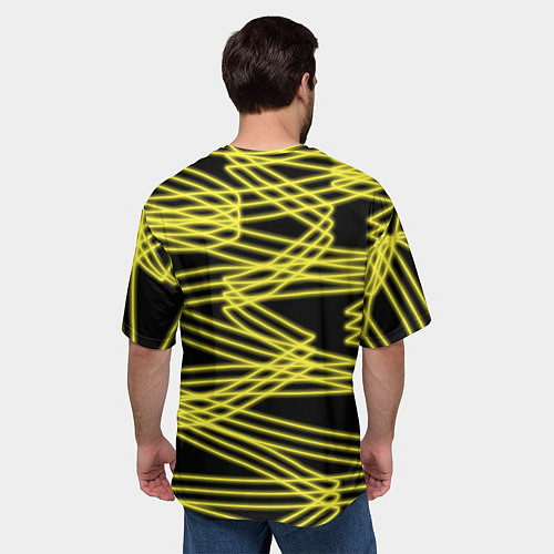 Мужская футболка оверсайз Желтые светящиеся линии / 3D-принт – фото 4