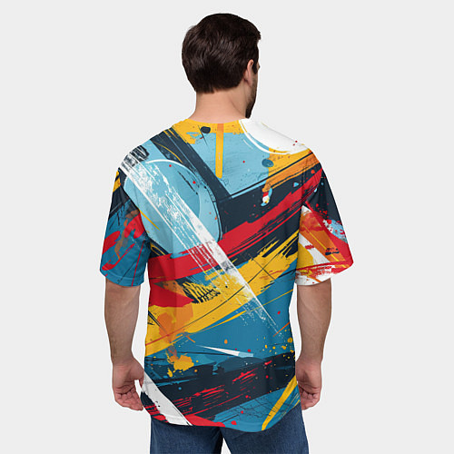 Мужская футболка оверсайз Цветные мазки красок / 3D-принт – фото 4