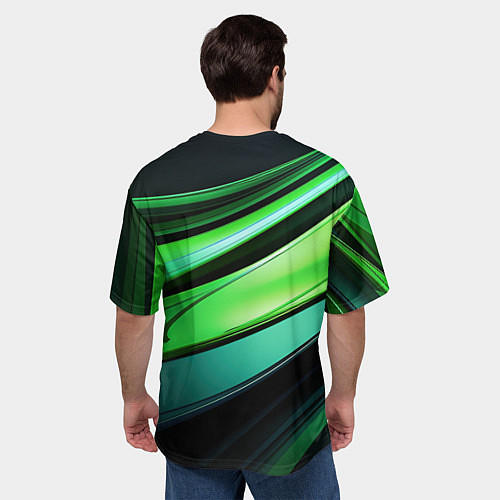 Мужская футболка оверсайз Абстрактные геометрические плавные линии минимализ / 3D-принт – фото 4
