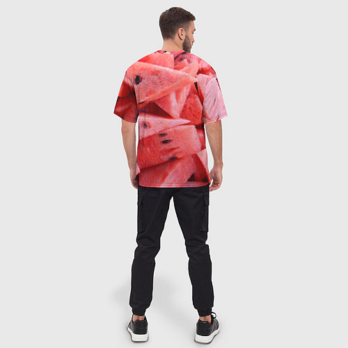Мужская футболка оверсайз Арбузные ломти / 3D-принт – фото 4
