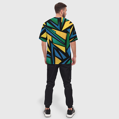 Мужская футболка оверсайз Разноцветный геометрический узор - уникальный / 3D-принт – фото 4