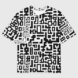 Футболка оверсайз мужская Чёрно-белая глитч инфекция, цвет: 3D-принт