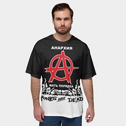 Футболка оверсайз мужская Анархия - Punks not dead, цвет: 3D-принт — фото 2