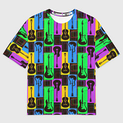 Футболка оверсайз мужская Красочные гитары, цвет: 3D-принт