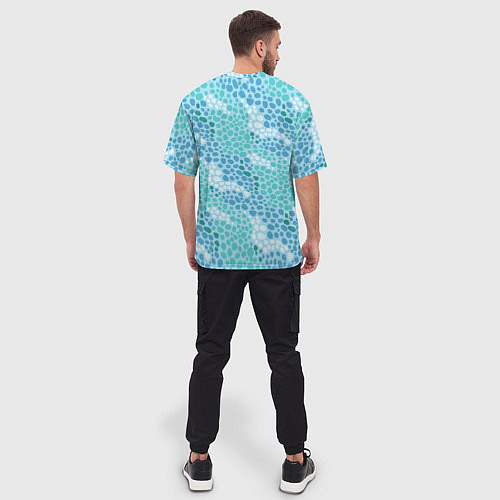 Мужская футболка оверсайз Океанские волны из синих и бирюзовых камней / 3D-принт – фото 4