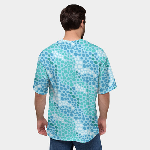 Мужская футболка оверсайз Океанские волны из синих и бирюзовых камней / 3D-принт – фото 4