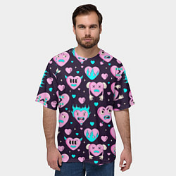 Футболка оверсайз мужская Паттерн с арт сердцами, цвет: 3D-принт — фото 2
