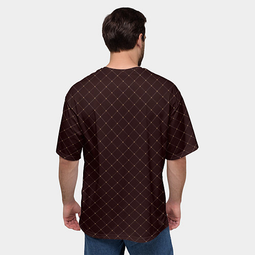 Мужская футболка оверсайз Роскошный бордо в клетку / 3D-принт – фото 4