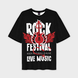 Мужская футболка оверсайз Rock festival - live music