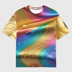 Футболка оверсайз мужская Жидкий радужный металл, цвет: 3D-принт