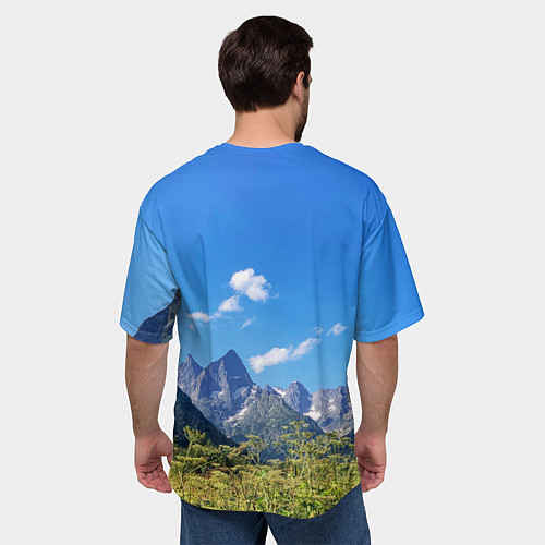 Мужская футболка оверсайз Горы России с флагом / 3D-принт – фото 4