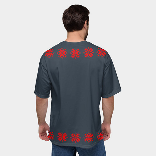 Мужская футболка оверсайз Этно - темный / 3D-принт – фото 4